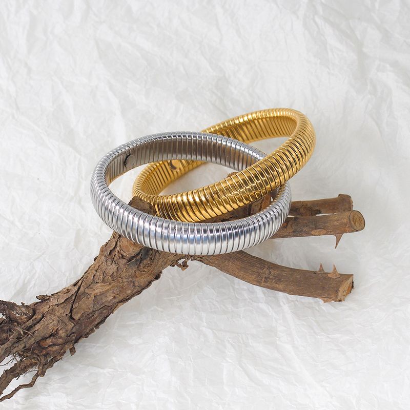 Joias femininas de aço inoxidável, moda, anel duplo, pulseira de ouro, personalidade, estilo simples e frio, aço titânio, joias retrô_voghion.com