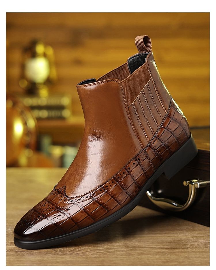 Botas Martin de punta puntiaguda Voyage 8655 Brogue para hombre, talla grande, para exportación_voghion.com