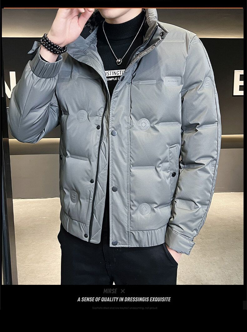 Giacca leggera in piumino bianco per ragazzi, senza lavaggio, alla moda, con collo alto, calda e antimacchia, da uomo_voghion.com