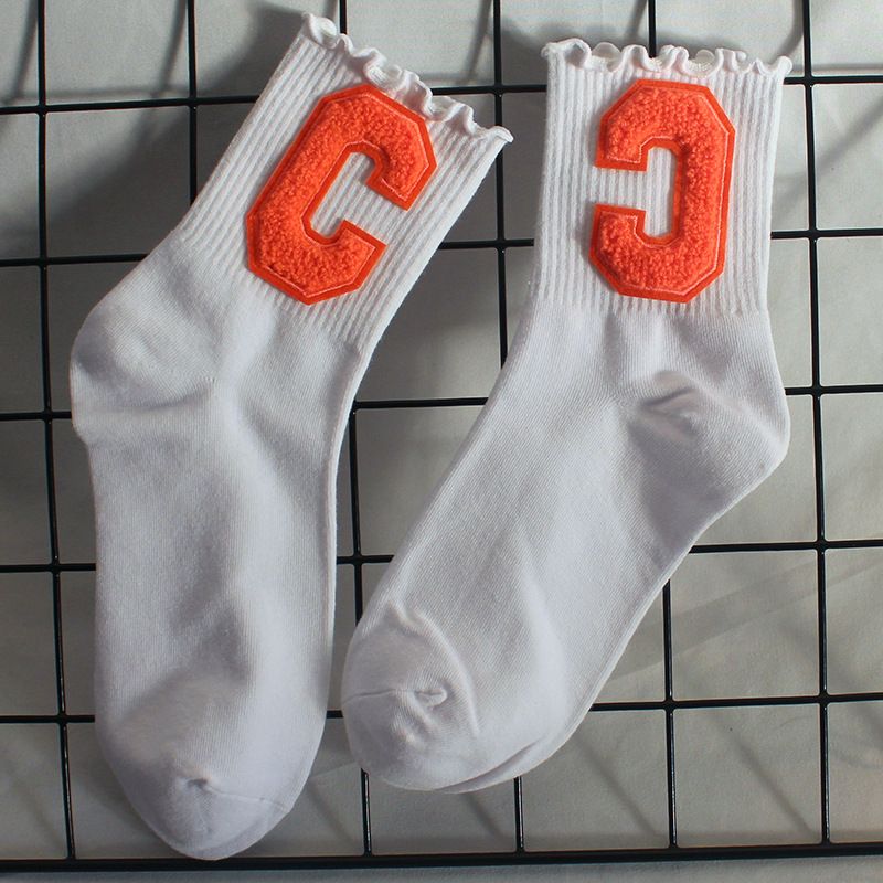Socks New Style Fungus Lace Women's Socks Plush Big C Socks Women's High Elastic Student Sports Mid Tube Socks Sweat Absorbent Cotton Socks Trendy_voghion.com