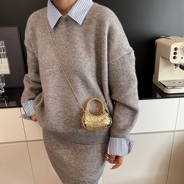 2025 Herbst Mini Abend Trendy Handtasche Acryl Plaid Single Shoulder Crossbody Damentasche_voghion.com
