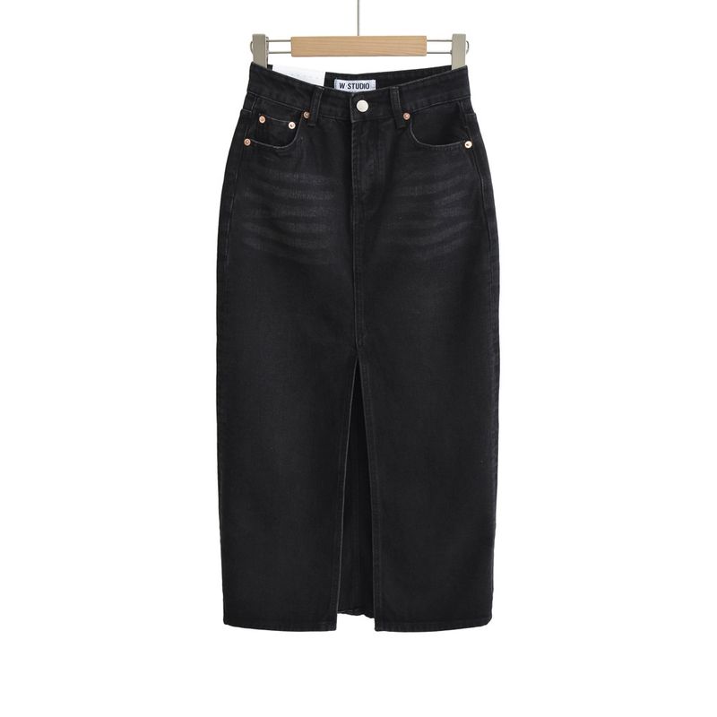 Jeansrock mit Schlitz vorne für Damen, neuer Retro-Hot-Girl-Stil, hohe Taille, schmaler, hüftgewickelter Midirock_voghion.com