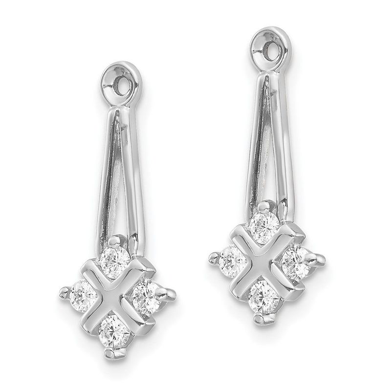 14k White Gold AA Dangle Cluster Diamond Earring Jacket_voghion.com