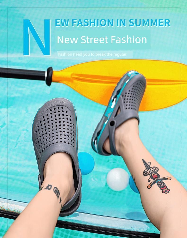 Sandálias masculinas novas Coros Outwear, estilo K moderno, verão, praia, férias, sapatos, sola grossa_voghion.com