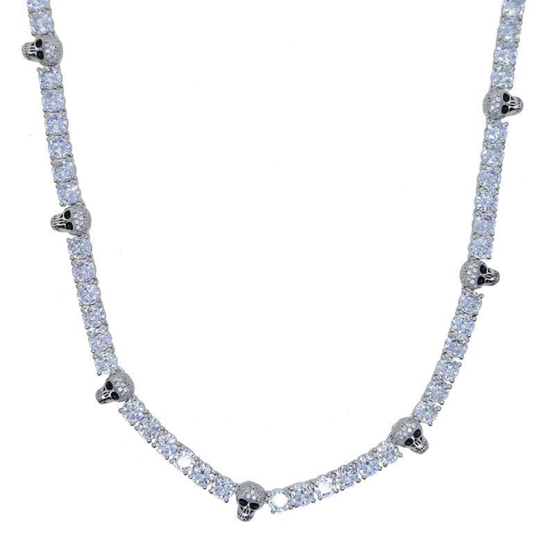 Black Panther 5mm Zircon Tennis Chain Skull Halskjede Hip Hop Men's Tennis Chain_voghion.com