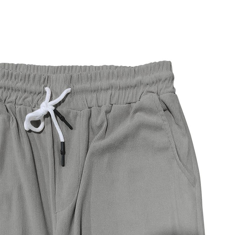 Sommer-Set aus neuem europäischen und amerikanischen Handel für große Herren in Volltonfarbe mit Kragen, kurzen Ärmeln und Hosen-Set mit Reißverschluss, 2-teilig_voghion.com