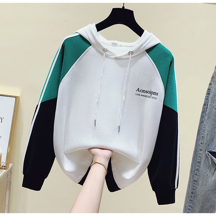 New Korean Style Loose Versatile Hooded Long Sleeve Sweatshirt For Female Students With Letter Print Top Jacket Trendy_voghion.com