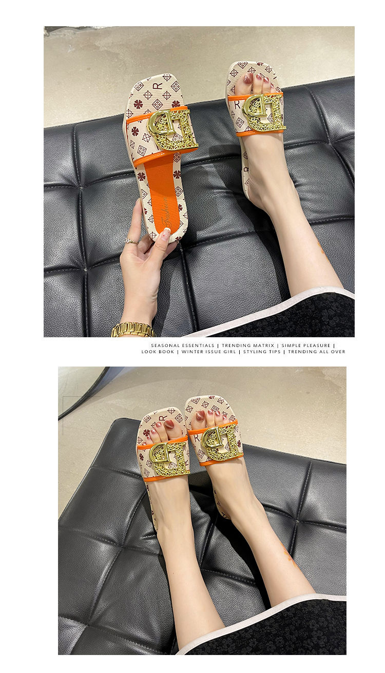 Pantofole da donna estive, multicolori, con fondo piatto, alla moda, sandali da spiaggia alla moda, versatili, pantofole a una linea per_voghion.com