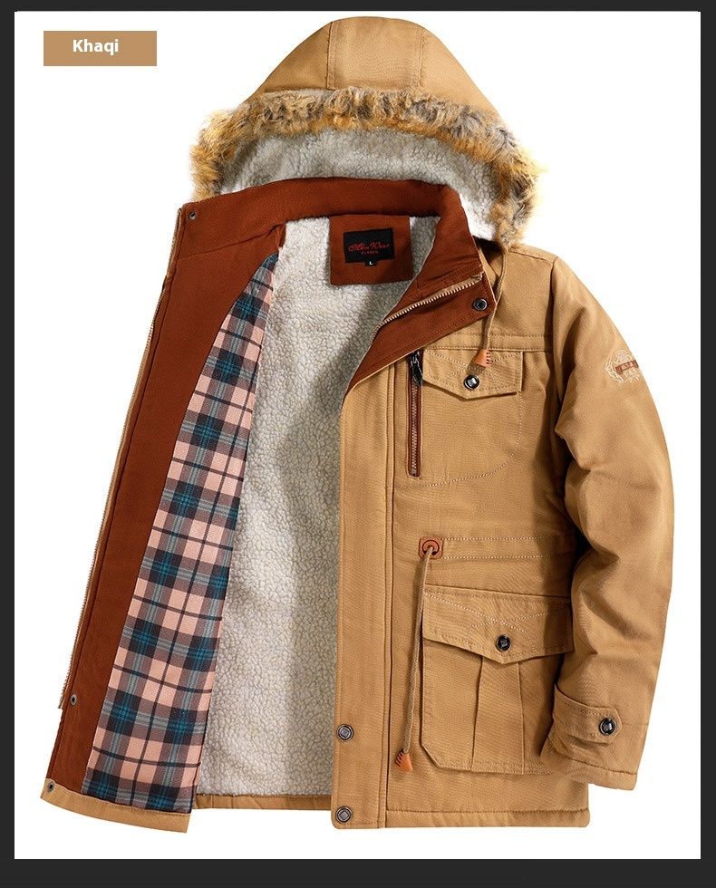 Giacca in lana d'agnello, giacca in cotone da uomo, di media lunghezza, casual e spessa, staccabile_voghion.com