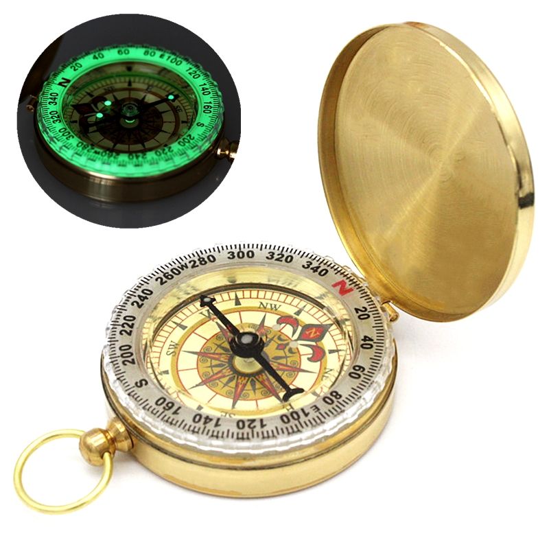 Brújula portátil de latón dorado de alta calidad para acampada y senderismo, ideal para actividades al aire libre._voghion.com