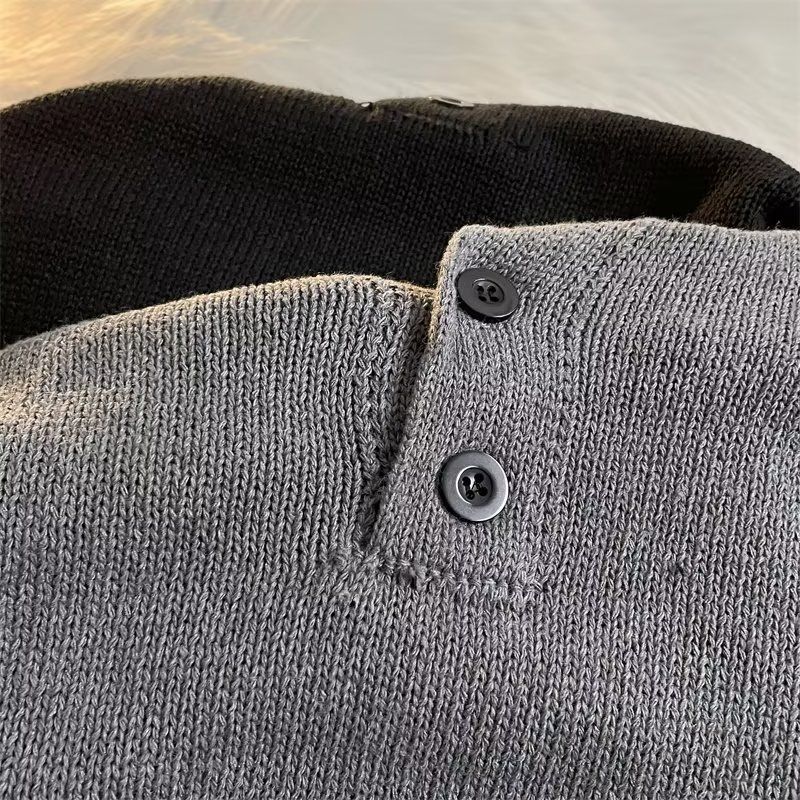 Kapuzenpullover Herren Halb offener Knopf Herbst Winter Warme Oberbekleidung Pullover College Style Trend_voghion.com