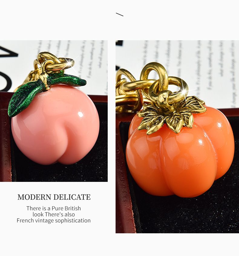 Portachiavi con ciondolo a forma di pesca, accessorio personalizzato, borsa portachiavi con frutta di fabbrica_voghion.com