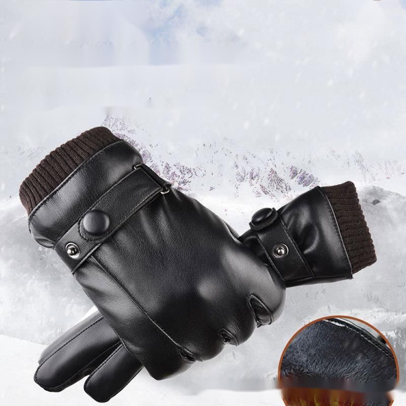 Condução no inverno, Bicicleta, Quente e à prova de frio, Forrado com lã, À prova d'água, Tela sensível ao toque, Couro_voghion.com