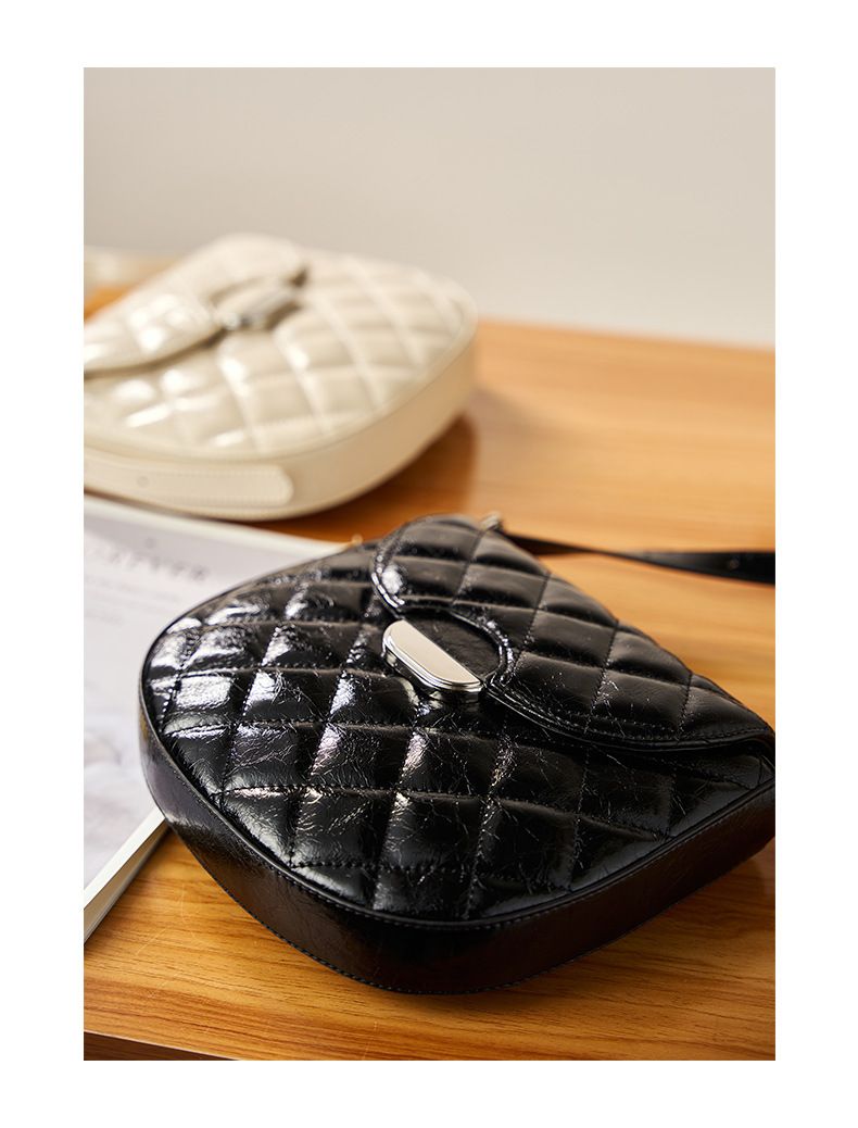 Borsa a tracolla trapuntata di lusso per donna - Borsa a tracolla in vera pelle, piccola borsa hobo a forma di naso con tracolla a catena_voghion.com