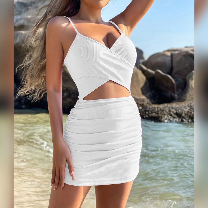 2025 New Women's Cross Suspender Hollow Dress_voghion.com