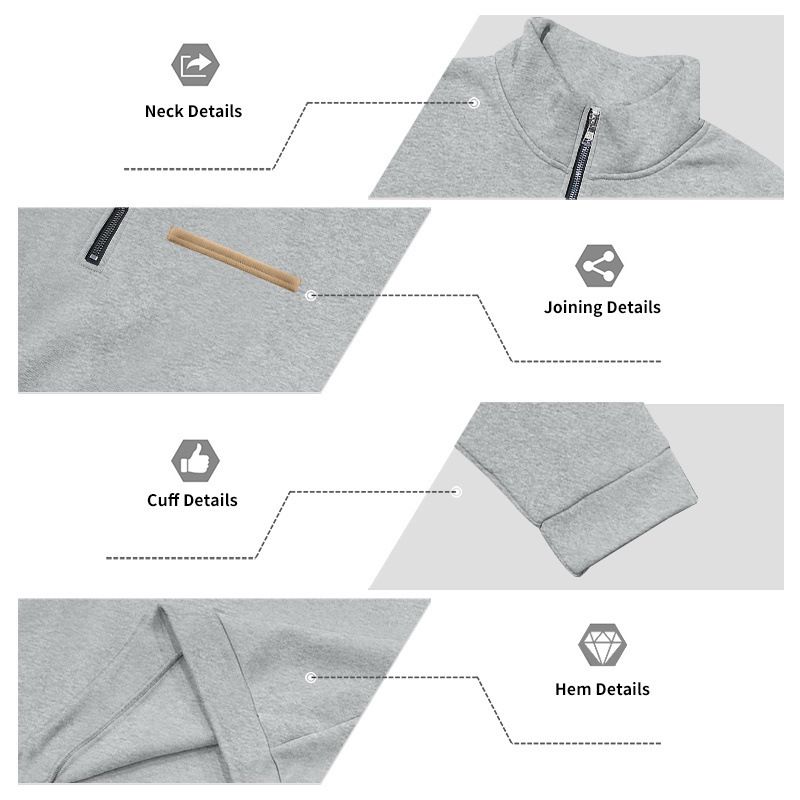 Felpa invernale da uomo con mezza zip, foderata in pile, pesante, con collo alto e finiture a contrasto, abbigliamento sportivo per esterni_voghion.com