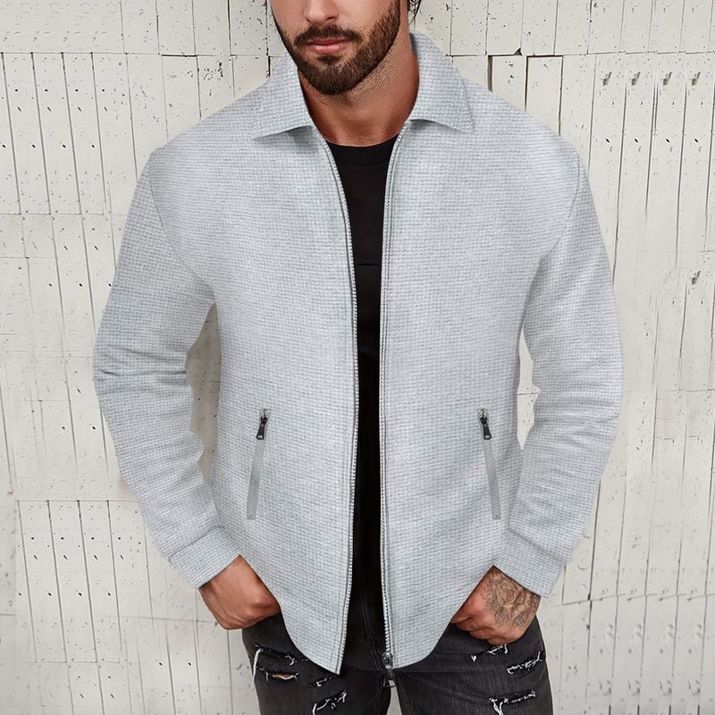 2024 bovenkleding lente jeugd wafel zak met ritssluiting en flip kraag slim fit vest herenjas_voghion.com