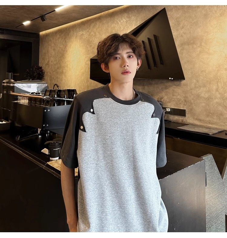 Short Sleeved T-shirt For Men In Summer With Raglan Sleeves, Niche Design, Loose Shoulder Pads, Half Sleeved T-shirt_voghion.com