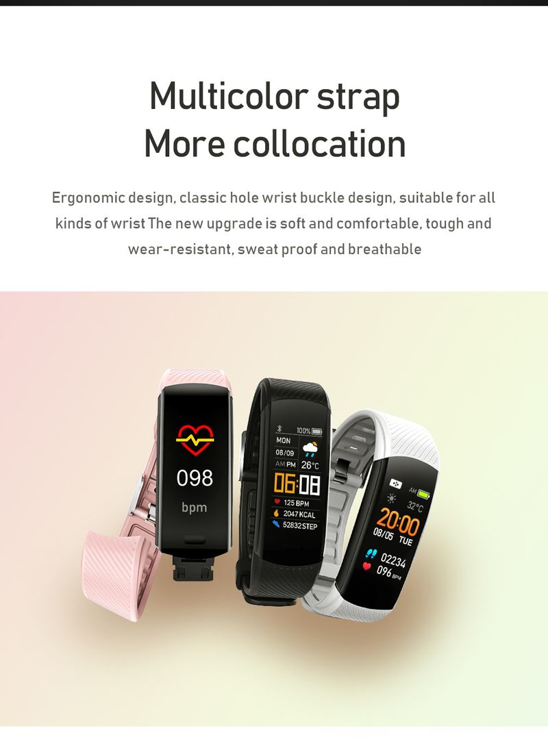 Smartwatches C5S Smart Armband Kleurenscherm Bluetooth Sport Hartslag Bloeddruk Slaap Langetermijnwekker Stappenteller Horloge_voghion.com