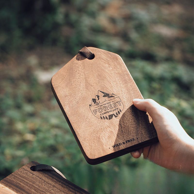 Solid Wood Outdoor Portable Camping Lunch Box Wooden Lightweight Double-Sided Bread Small Chopping Cutting Board_voghion.com
