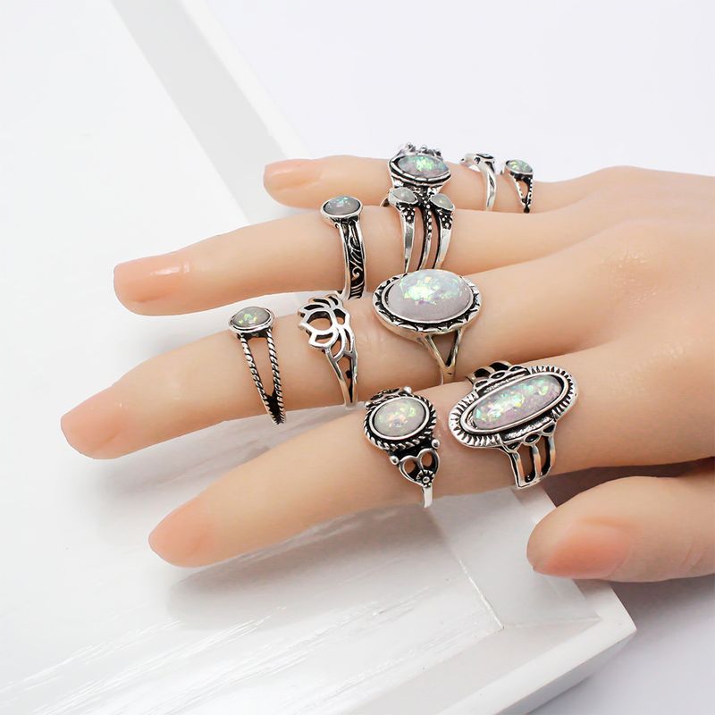 Unisex Fashion Retro Handset Diamanten Ringset Stapelringen_voghion.com