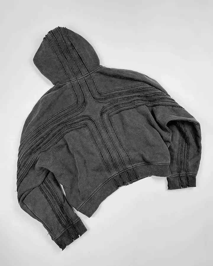 Streetwear-Hoodie aus schwerer Baumwolle mit Used-Design – Übergroßer Unisex-Reißverschluss für trendige Wintermode_voghion.com