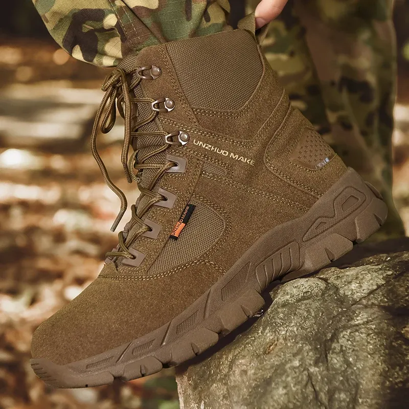 Bottes montantes pour hommes, chaussures de randonnée plates, antidérapantes, à lacets, souples et résistantes à l'usure, respirantes et confortables_voghion.com