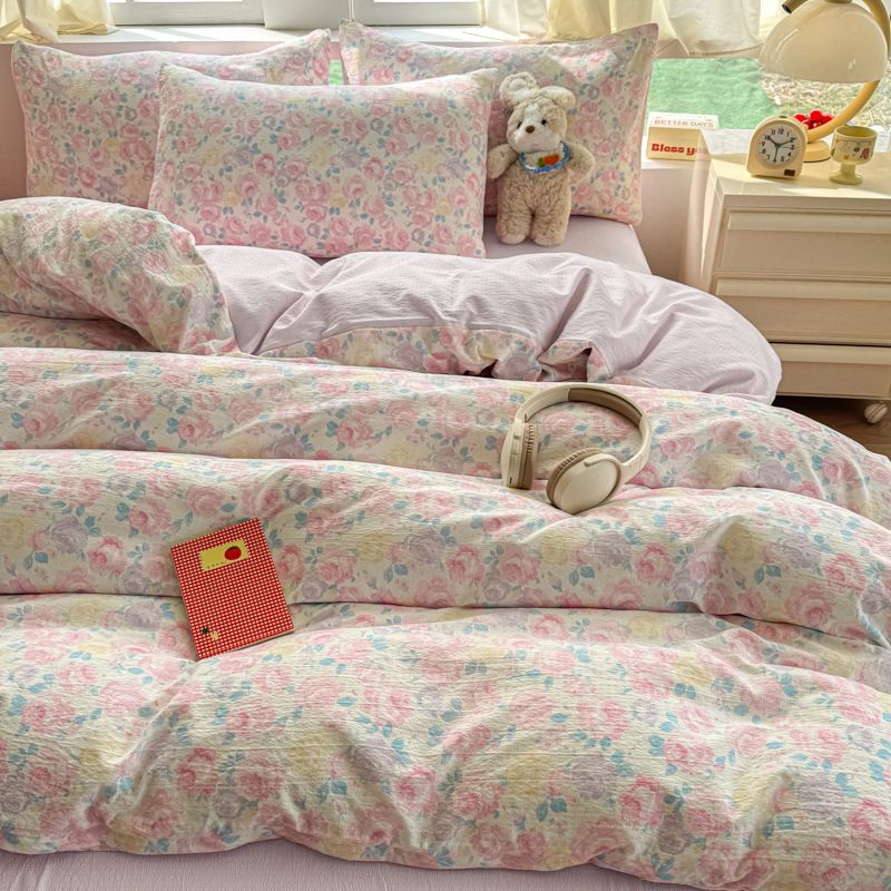 Parure de lit 3 pièces en coton de qualité supérieure avec housse de couette et taies d'oreiller, douce et respirante, pour lit king size_voghion.com
