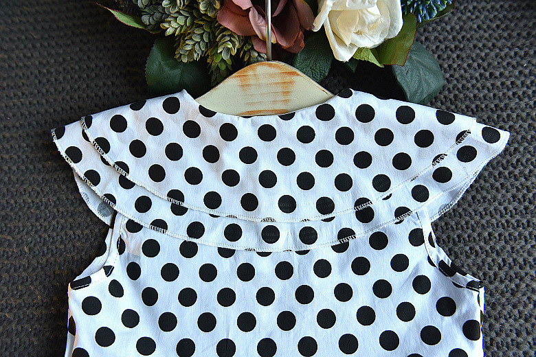 Vestito estivo da principessa per bambina, a pois, elegante gonna con scollo a bambola per bambino_voghion.com