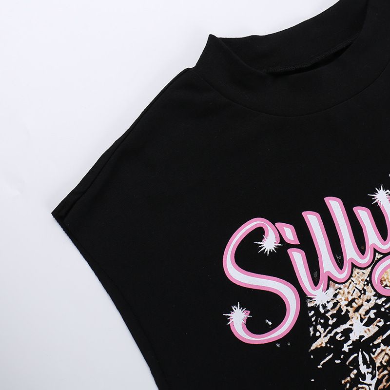 Women's Clothing style street fashion printed vest T-shirt_voghion.com