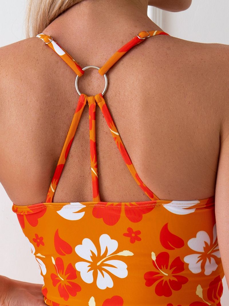 Ženska oblačila Tankini Tisk Boksarice z visokim pasom Konzervativne bikini Razcepljene kopalke Kopalke_voghion.com