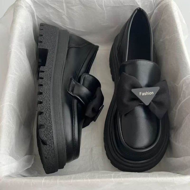 2024 Forår Nye japanske loafers Damemode Små Tykke såler Forhøjer Små lædersko Trendy Kvinder_voghion.com