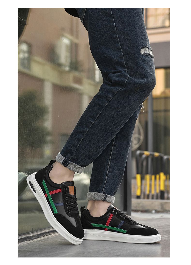 Zapatos deportivos casuales de piel para hombre, de punta redonda, estilo beatoria, para estudiantes, para correr, blancos para niños._voghion.com