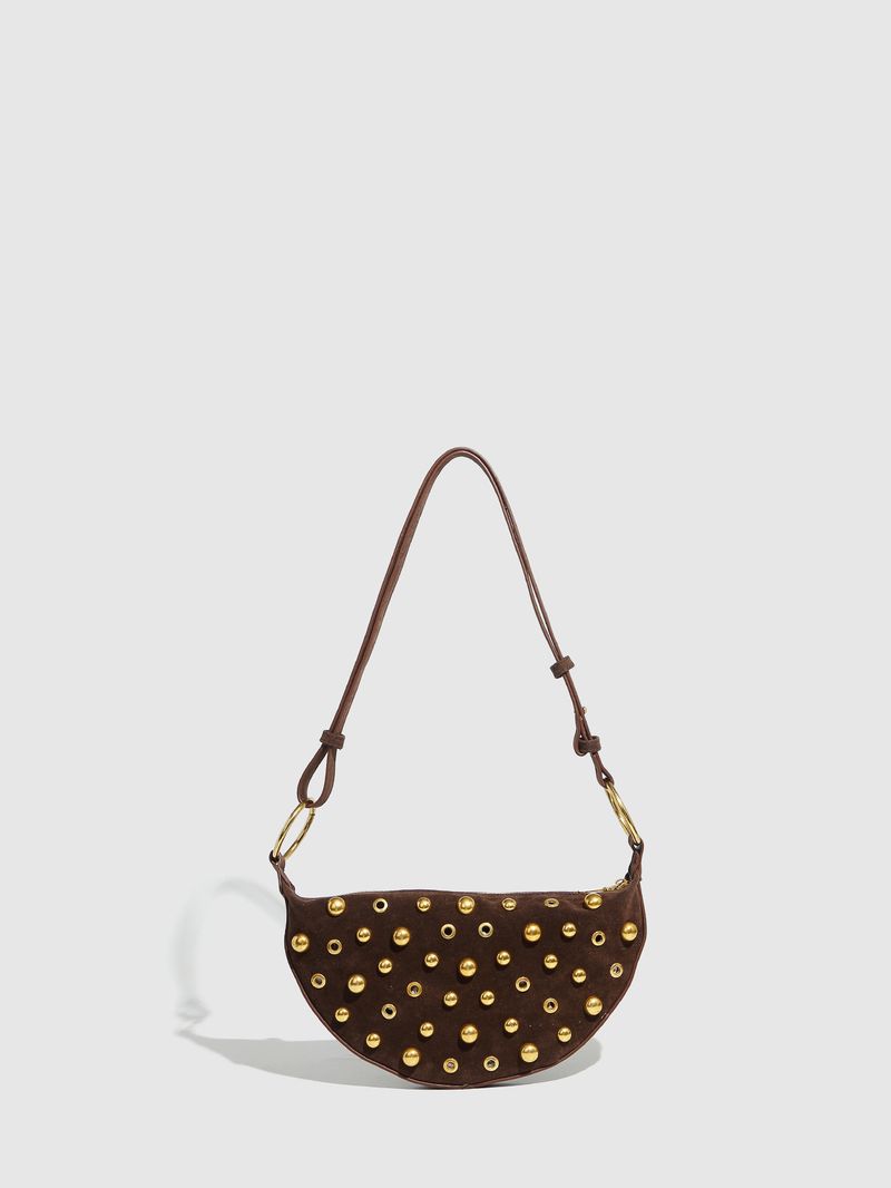 Sacs pour femmes, rivets à œillets, sac pour femme robuste, sac à bandoulière à pois, sac à bandoulière de style punk, sac pour femmes Metal Sense, usine de sacs pour femmes_voghion.com