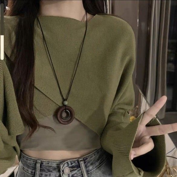 Collana in ceramica di lino e cotone in stile etnico letterario nazionale per donna, serie Butterfly Forest, versatile maglione lungo_voghion.com