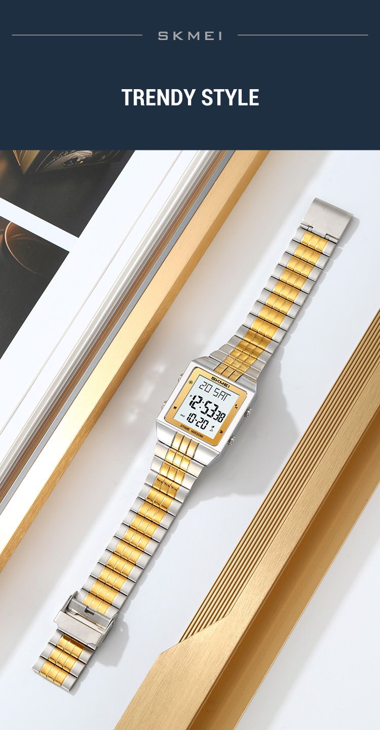 Digitale Uhr Mode Elektronische Uhren Für Herren Frauen Wasserdicht Edelstahl Streifen Stoppuhr Armbanduhr Reloj Hombre_voghion.com