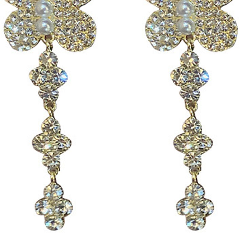 Yamaler 1 paio di ganci da donna, squisite perle d'imitazione, brillanti, con strass, a forma di farfalle, orecchini pendenti, gioielli femminili_voghion.com