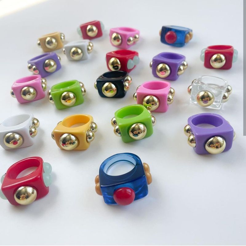 Women’s Jewelry Set Fashion Personality Resin Ring Retro Design Acrylic Diamond Gemstone Ring Female Cute Childlike_voghion.com