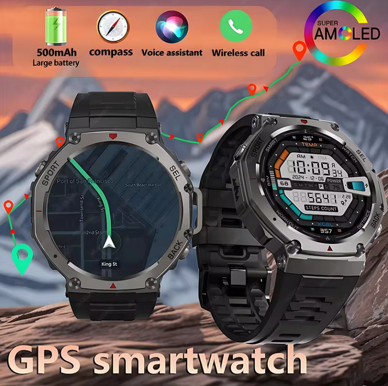 Nieuw Smartwatch 466*466 1.43 AMOLED Full Touchscreen 5ATM Waterdicht GPS 500mAh Hoge Batterij Kompas 170+ Sportmodi Voor Mannen_voghion.com
