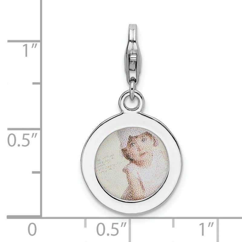 Amore La Vita Sterling Silver Rhodium-plated Polished Circle Frame Charm With Fancy Lobster Clasp_voghion.com