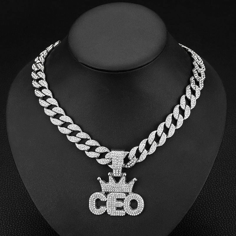 Diamantová koruna CEO Alloy Pendant Hip hop kubánský řetěz Rap personalizovaný mužský náhrdelník_voghion.com