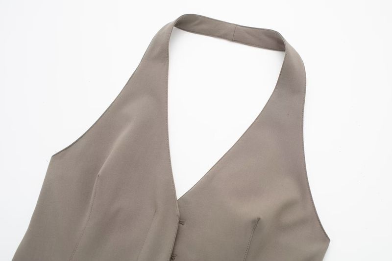 Dámské oblečení s páskem, odhaleným zády, vesta s ramínky a kalhotami pro ženy_voghion.com