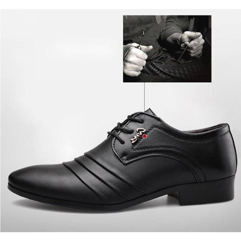 Vestido masculino oxfords sapatos formais de festa de casamento sapatos clássicos dedo apontado sapatos de couro confortáveis_voghion.com