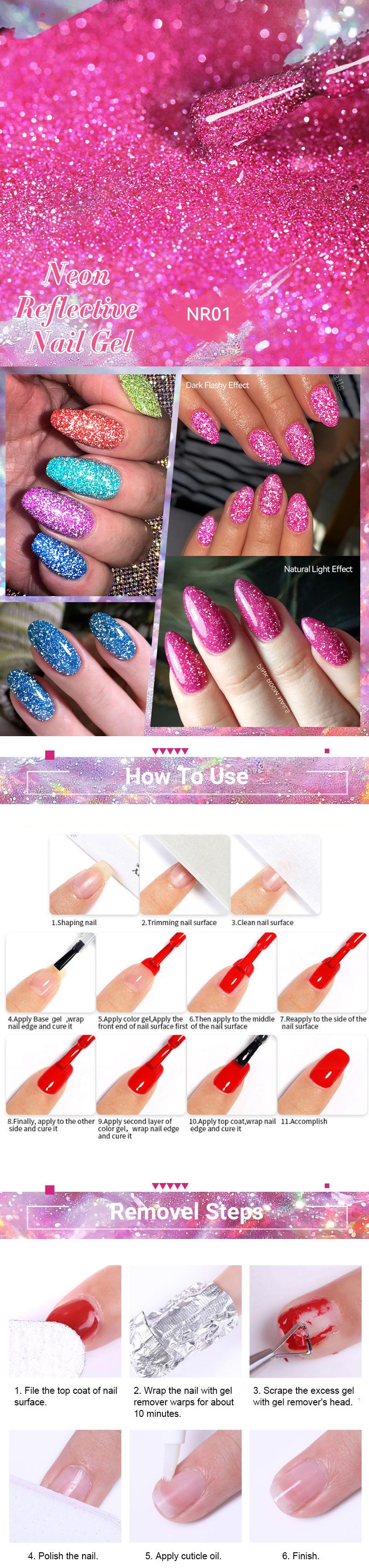 7 ml UV-Gel-Nagellack mit fluoreszierendem Diamant-Glitzer – ultraglänzender Disco-Glitzer für Partynägel_voghion.com