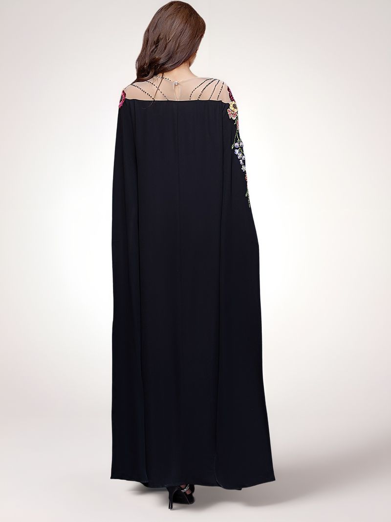 Damenbekleidung Robe Leichte Luxusapplikation Besticktes Perlenkleid Abaya Damenbekleidung aus dem Nahen Osten_voghion.com