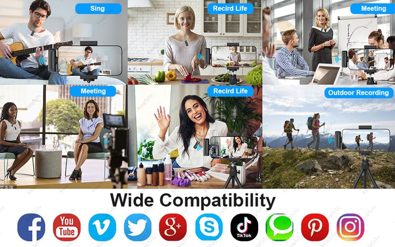 Mini Microphone d'enregistrement Audio et vidéo Portable sans fil Lavalier à réduction de bruit pour Iphone Android avec boîte de chargement_voghion.com
