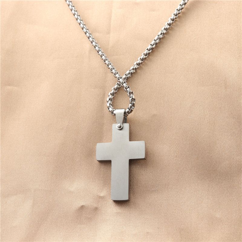 Jewelry Titanium Pendant Personality Punk Trendy Men Cross Stainless Steel Necklace 12050_voghion.com