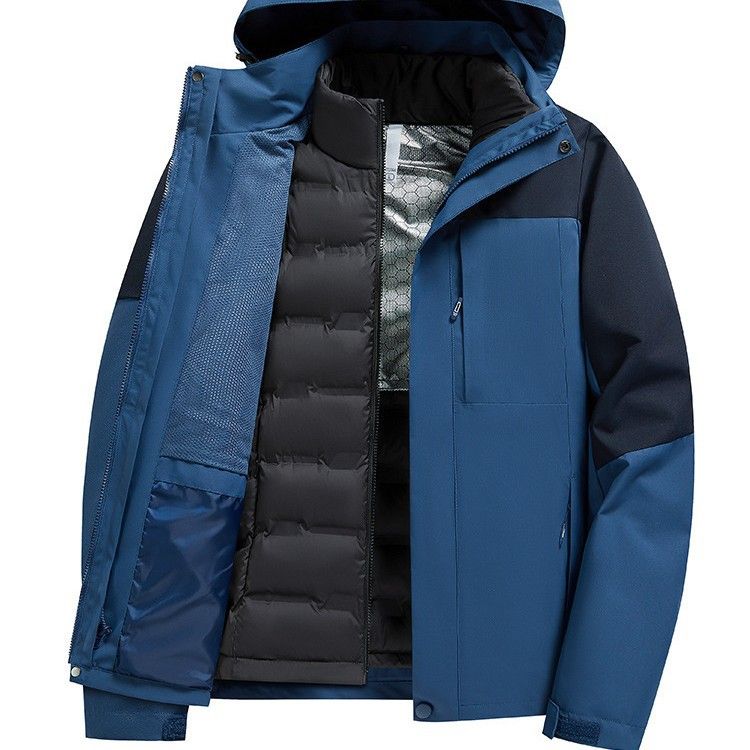 Outdoor 3-in-1 wasserabweisende abnehmbare dreiteilige Daunenjacke zum Wandern, winddicht, wasserdicht_voghion.com