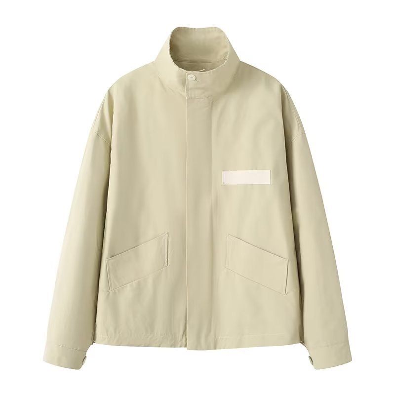 Women's outerwear new fashionable contrasting color loose and versatile temperament casual windbreaker_voghion.com