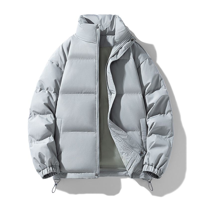 Solid Color Stand Collar Down Cotton For Men And Women 2025 New Winter Thickened Warm Trendy Casual Couple Puffer Jacket_voghion.com
